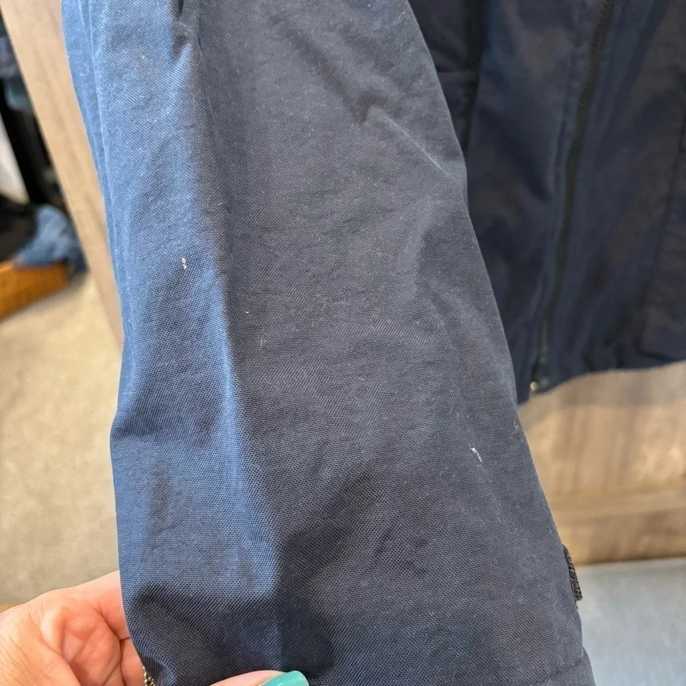 J Crew Men’s XL Jacket Navy Blue Fleece Lined Hooded